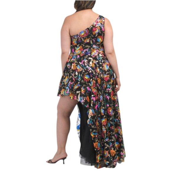 MAC DUGGAL Plus Sequin Embellished Asymmetrical Gown - Picture 4 of 6